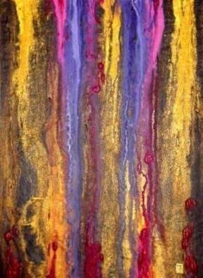 Harry Bayley: 'Gold Bleed', 2003 Acrylic Painting, Abstract. Painted in acrylics onto a card panel. This painting is abstract colour expression. ...