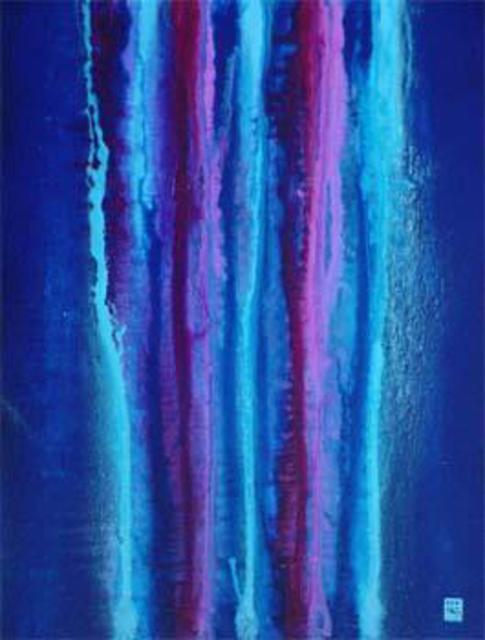Artist Harry Bayley. 'Ultra Marine Blue Magenta Colour Bleed' Artwork Image, Created in 2003, Original Painting Acrylic. #art #artist