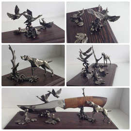 Aleksey Martemjanov: 'duck hunting', 2016 Mixed Media Sculpture, Animals. Artist Description: Table stand for a hunting knife...