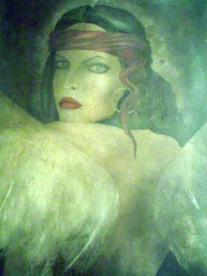 Alberto Thirion: 'Angela con Paliacate', 2007 Other Printmaking, Erotic.  Como el lirio entre los espinos,Asi es mi amiga entre las doncellas.                              CANTARES 2/ 2 ...