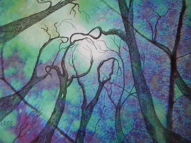 Artist Alyona Firth. 'Blue Trees' Artwork Image, Created in 2010, Original Mixed Media. #art #artist