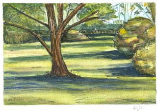 Alyse Dietrich: 'Under the Apple Tree', 2007 Gouache Drawing, Landscape. 