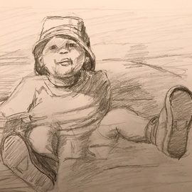 Alyse Dietrich: 'whoops', 2017 Graphite Drawing, Figurative. Artist Description: child, falling, water, ...