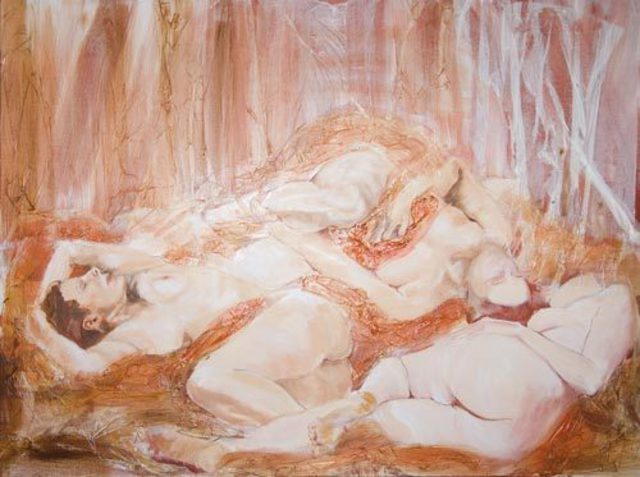 Amanda Scott  '3 Nudes Reclining     Work In Progress', created in 2006, Original Painting Oil.