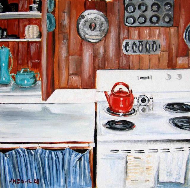 Artist A M Bowe. 'Interior Kitchen' Artwork Image, Created in 2008, Original Watercolor. #art #artist