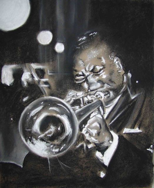 A M Bowe  'Jazz Trumpet Player', created in 2008, Original Watercolor.