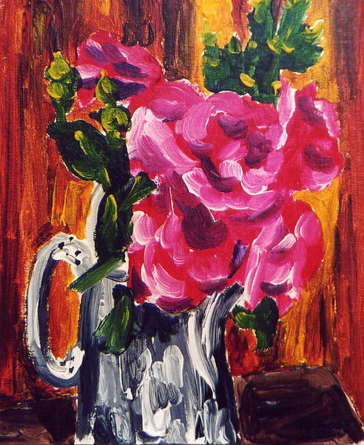 Artist A M Bowe. 'Roses' Artwork Image, Created in 2002, Original Watercolor. #art #artist