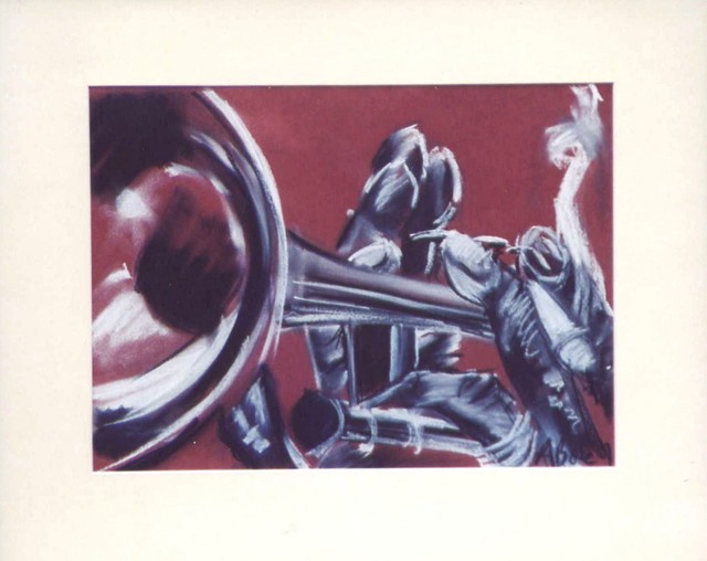 Artist A M Bowe. 'Trumpet Detail' Artwork Image, Created in 2001, Original Watercolor. #art #artist