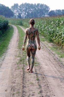 Amit Bar: 'Corn', 2003 Color Photograph, nudes.  Body- painted model in the nature        ...