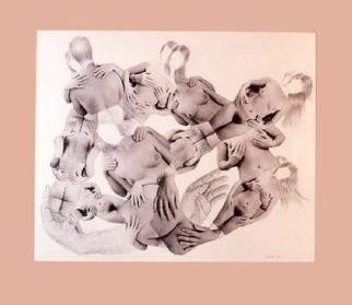 Amit Bar: 'The Hands', 1992 Collage, nudes. Photo- collage with pencil drawings...