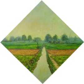 Amna Walayat: 'landscape', 2007 Oil Painting, Landscape. Artist Description:  winter landscape on three pannel. 3x3 feet each. 3canvases altogether cover 15x5 feet in suggest display ...