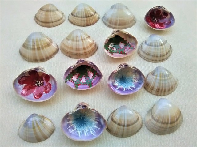 Anastasia Pourliotou  'Game Of 16 Handpainted Seashells', created in 2019, Original Crafts.