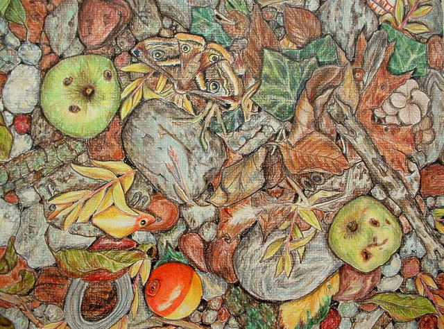 Artist Andree Lisette Herz. 'Fall Leaves 2' Artwork Image, Created in 2003, Original Assemblage. #art #artist