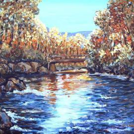 Andree Lisette Herz: 'Neversink Bridge', 2003 Acrylic Painting, Landscape. Artist Description: Painting of the Neversink River in Sullivan county, N. Y....