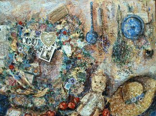 Andree Lisette Herz: 'memory', 2003 Collage, Americana. Artist Description: acrylic painting on handmade paper with collaged found objects...