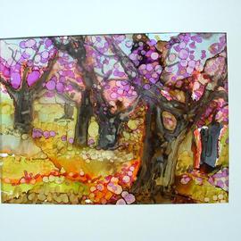 Andree Lisette Herz: 'pinkie', 2013 Ink Painting, Landscape. Artist Description:        . alcohol ink  painted with q tips on yupo                  ...