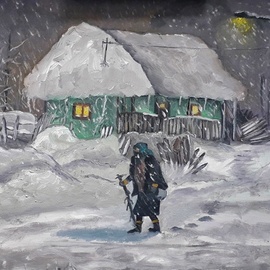 old lady in a blizzard By Andrei Balau