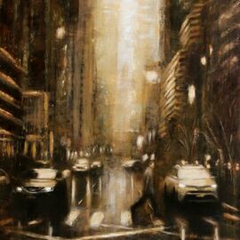 Angela Suto: 'Nightfall', 2020 Oil Painting, Cityscape. Artist Description:  I saw the nightfallaEUR| It called to me like a river of shadows.  It sang to me with the cries of a thousand ravens that blackened the sky as they took flight. - Agalloch70 x 103 cm 27. 5 x 40. 5 inchesOil on board...
