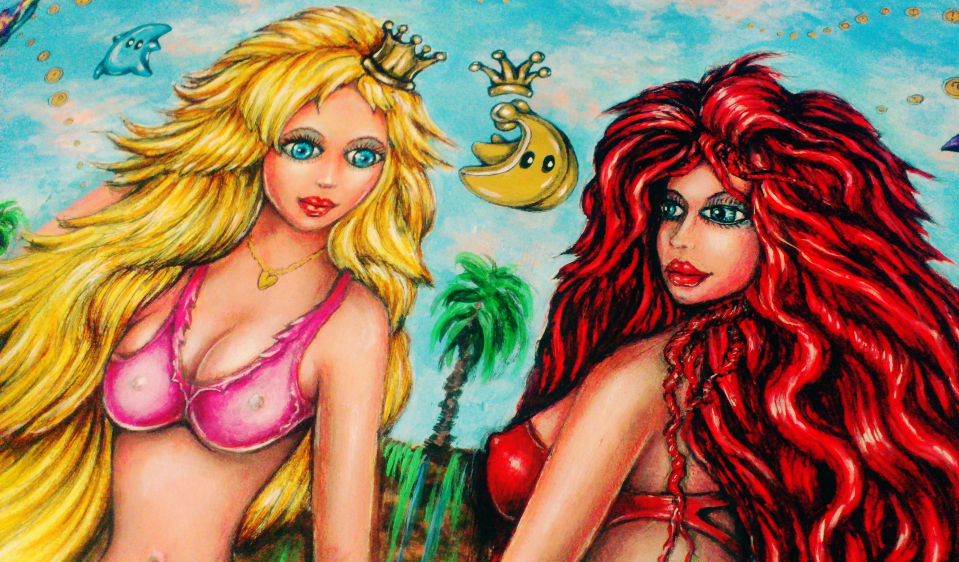 Angel Piangelo : 'A Princess Odyssey 2 Super Mario', 2019 Acrylic Painting, Fantasy.  A PRINCESS ODYSSEY 2.  ft PAULINE the Mayor Painting with Acrylic colors - a Special Method Technique applied that makes the Painting to look like an oil Painting on Canvas, although no oils usedHOT SEXY, JOYFUL, COLORFUL, UNIQUE ever, simply AMAZING - An UNBELIEVABLE combination of theSuper Mario Sunshine, Super Mario GalaxyandSuper...