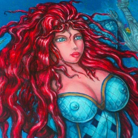 Angel Piangelo : 'Aquawoman in Atlanits', 2019 Acrylic Painting, Erotic. Artist Description: AQUAWOMAN in ATLANTIS by Angel P.  Painting with Acrylic colours 70and colour pencils markers 30- a Unique Special Technique applied that makes the Painting looks like an oil Painting on a Canvas, although no oils used and also Permanent no needs for any protective glassUnique Amazing Hot Sexy ...