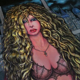 Angel Piangelo : 'Vicki Vale in GC Batman', 2018 Acrylic Painting, Nudes. Artist Description: A<< Vicki Vale in Gotham CityA>> by Angel P.  Painting with Acrylic colors and color pencils - a Special and Unique Technique applied that makes the Painting looks like an oil Painting on a Canvas, although no oils used and also more Permanent needs no protective glass, alike the oil ...