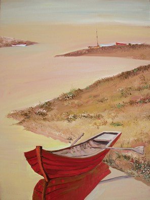 Animesh Roy: 'Red Boat and River', 2009 Oil Painting, Landscape.  Red Boat and River38x28 inches96. 5x71cmOil on CanvasOct 2009 ...