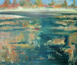 Animesh Roy: 'River Banks and Marshes 2', 2009 Oil Painting, Landscape.  abstraact landscape, oil painting, knife work, impasto, ...