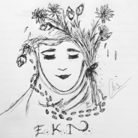 Anisa Juniardi: 'ekn and her thought', 2018 Pen Drawing, Beauty. Artist Description: E. K. N is my best friend and she was beautiful lady with lot of thoughts on her mind.  ...