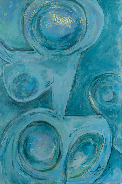 Andrea Mulcahy  'Woman In Teal', created in 2013, Original Painting Oil.