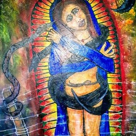 Anna-marie Lopez: 'virgen', 2013 Acrylic Painting, Religious. Artist Description: Our Lady of Guadalupe is really Coatlaxopeuh, another name for Earth MotherA ...