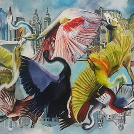 Anna Zarshin: 'immigration', 2017 Oil Painting, Birds. Artist Description: It is a sin to think that Earth only belongs to usand the nature seeks refuge in God.Brightness will never turn to a shadow.There is just a world in which everybody should be involved. ...