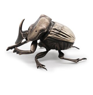 Anne Pierce: 'dung beetle', 2022 Bronze Sculpture, Animals. The Dung Beetle is a compact skilled creature capable of flying up to 30 miles, walking backwards and navigating a path using the sun wind moon and stars as directional aids. The strong compact body, bulldozer shaped head and stout front legs enable him to create dung balls more than ...
