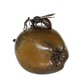 Anne Pierce: 'hornet on apple', 2020 Bronze Sculpture, Nature. Hornets may appear menacing and indeed they are capable of delivering a painful sting. Moreover, unlike bees, hornets have a quiver of stings in their arsenal which can be deployed with no impact on their longevity. They have large strong mandibles that were once used to cut through the tough ...