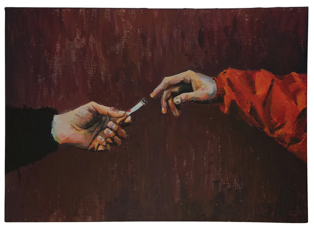 Anna Kirina  'Michelangelo Modern Hands', created in 2020, Original Painting Acrylic.