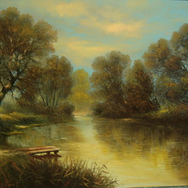 Antoniu Marjai: 'Riverside', 2011 Oil Painting, Landscape. 