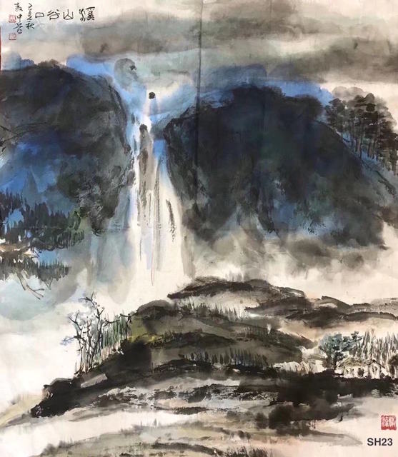 Chongwu Ao  'Sh 23 Gorge Estuary', created in 2019, Original Painting Ink.