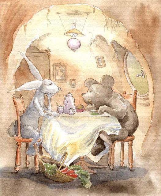 Artist Joanna Pasek. 'Breakfast At The Rabbits House' Artwork Image, Created in 2011, Original Mixed Media. #art #artist