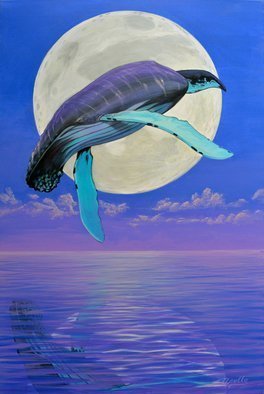 Environmental Artist Apollo: 'And the Whale Jumped Over the Moon', 2009 Acrylic Painting, Fish.  Apollo is an internationally renown Environmental Artist.  Apollo started painting dolphins and whales in 1980.  Apollos art has been used on countless products and by several Fortune 500 companies.Apollos Bio Highlights  Newsletter