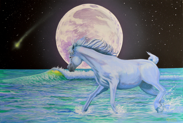 Artist Environmental Artist Apollo. 'Comet Wave Mustang Moon' Artwork Image, Created in 2015, Original Mixed Media. #art #artist