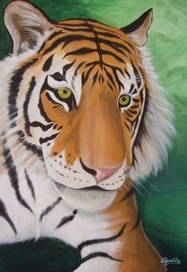 Environmental Artist Apollo: 'Siberian Beauty', 2010 Acrylic Painting, Conceptual.   World Renown Environmental Apollo Celebrates Chinese New Years and Earth day at the same time.  This is one of two images celebrating the year of the Tiger.  Apollo while teaching at a university in China was taken to see the largest captive collection of Breeding Siberian Tigers in the world...