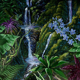 Environmental Artist Apollo: 'Tranquil Thoughts', 2001 Acrylic Painting, Scenic. Artist Description:  One of my favorite pastimes is hiking through the Tropical Rain Forest, never knowing what spectacular view is just ahead.  ...
