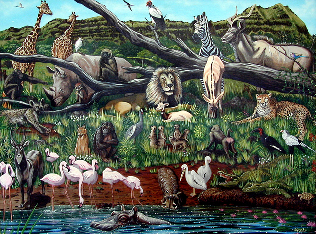 Environmental Artist Apollo  'Wild In Paradise ', created in 1995, Original Mixed Media.