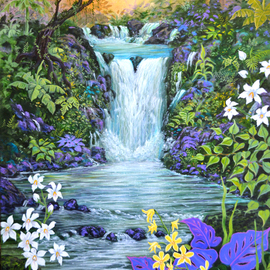 Environmental Artist Apollo: 'here in heaven', 2014 Acrylic Painting, Magical. Artist Description: a heavenly waterfall invites the viewer to enter this magical realm of beauty and light. ...