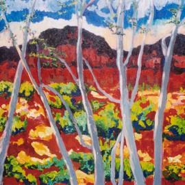 Mary Hatch: 'Looking Through Aspen Trees', 2008 Acrylic Painting, Landscape. Artist Description:  Part of the Southwest- New Mexico Series. Painting of North Taos mountains and the Aspen trees. Brilliant colors, inspired by the mountains and aspen trees in the area. ...