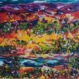 Mary Hatch: 'New Mexico Riverbed', 2008 Acrylic Painting, Landscape. Artist Description:  Part of the Southwest- New Mexico Series. Painting of the Abiqui River, close to Ghost Ranch. Brilliant colors, inspired by the mountains in the area. ...