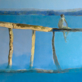 Young boy on a pier By Arkadiusz Wesolowski