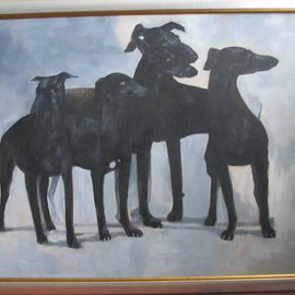 Arkadiusz Wesolowski: 'dogs', 2007 Oil Painting, Figurative. Artist Description:  Oil on board100/ 80 cm ...
