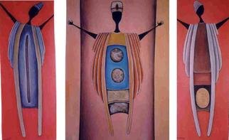 Arlene Magloire: 'Ougou Ouganda Ougoura', 1996 Acrylic Painting, Fantasy. Triptych...