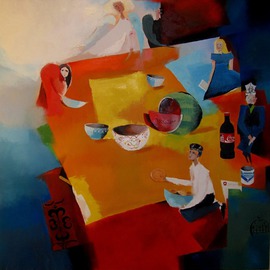Matti Sirvio: 'PICNIC IN ALMATY', 2011 Oil Painting, Travel. Artist Description:  Central- Asia, Kazakstan, Uzbekistan, Kyrgyzstan    ...