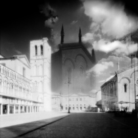 Arsen Revazov: 'Temple unexpectedly rose', 2014 Infrared Photograph, Architecture. Artist Description: Camera Alpa 12 SWAFilter Heliopan 715 mmFilm Efke100 Rollei400 IRLightjet Inkjet PrintingFraming on requestSigned and Certified70x70 cmEdition 25 + 1 AP...